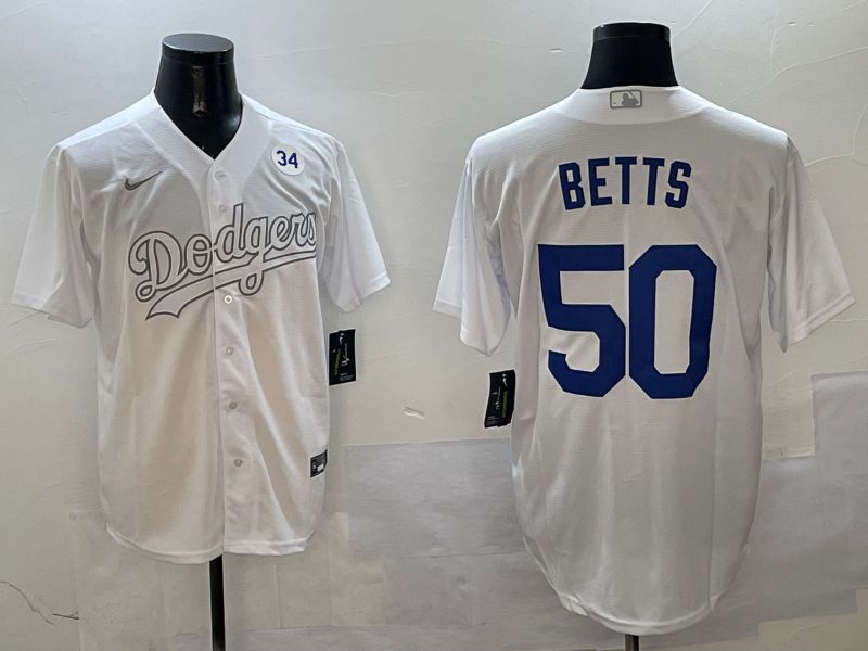 Men Los Angeles Dodgers #50 Betts White Fashion Edition Game 2025 Nike MLB Jersey style 7->los angeles dodgers->MLB Jersey